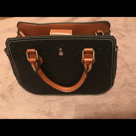 NEW London Fog Ostrich Print Satchel Purse Bag - Picture 3 of 6